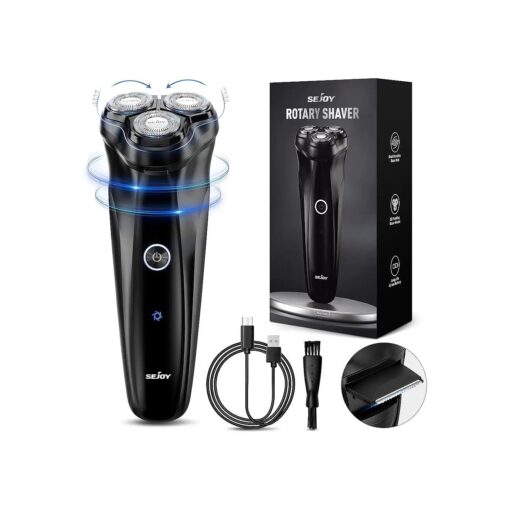 3D Electric Shaver Rotary Shavers, Electric Razor for Men, Rechargeable Electric Razor Shaving Machines, with Pop-up Trimmer,1 Hour Fast Charging,90-Min Shaving,3D Floating Head, LCD Power Indicator