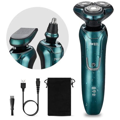 Electric Razor for Men, Waterproof IPX7 Beard Shavers for Men Face 3 in 1 Rotary Shavers Nose Sideburn Trimmer Cordless Rechargeable Shaving Kit Wet Dry Use