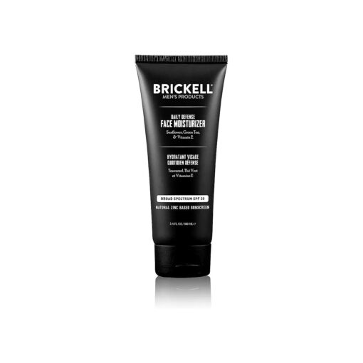 Brickell Men 's Daily Defense SPF 20 Face Moisturizer for Men, Natural and Organic, Zinc Face Moisturizing Sunscreen, Hydrates and Protects Skin Against Harmful UVA/B rays, 3.4 Ounces, Unscented