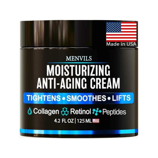 Mens Face Moisturizer Cream - Anti Aging & Wrinkle for Men - Face Moisturizer For Men - Mens Face Lotion with Collagen, Retinol, Peptides, Jojoba Oil - Facial Men 's Skin Care - Day & Night - 4.2 OZ