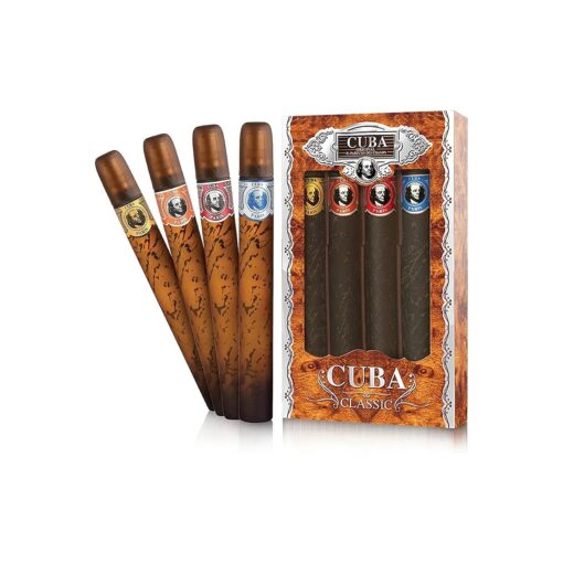 Cuba Variety By Cuba For Men, Set-4 Piece Variety spray With Cuba Gold, Blue, Red & Orange & All Are EDT spray 1.17 Ounces