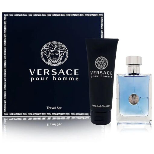 Versace Pour Homme Men Gift Set ( Eau De Toilette Spray, Hair and Body Shampoo )