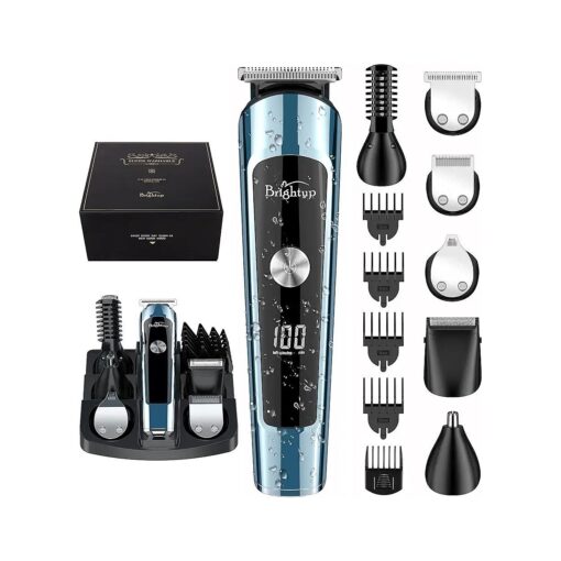 Brightup Beard Trimmer, Mens Grooming Kit with Hair Clippers, Electric Razor, Shavers for Mustache, Body, Face, Ear, Nose Hair Trimmer, Gifts for Men