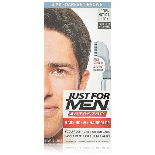 Auto Stop Hair Color - Darkest Brown A-50 Just For Men Hair Color Men 1 Application ( Pack of 3 )