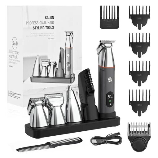 Telfun Beard Trimmer for Men, Electric Razor IPX7 Waterproof Beard Trimming Kit with Mustache Nose Ear Body Facial, Shaving Kit for Cordless Hair Trimmer, Hair Clippers, Gifts for Men