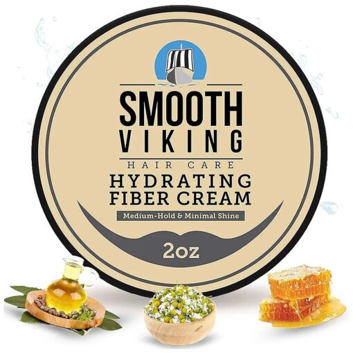 Smooth Viking Hair Cream for Men - Grooming Hair Product - Matte Finish, Medium Hold and Minimal Shine Gel, Hydrating Fiber Cream for Daily Use, 2oz