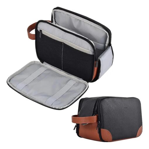 Toiletry Bag for Men, Mens Toiletry Travel Bag, Water-resistant Mens Toiletry Bag, Thickened PU Travel Dopp Kit, Toiletries Travel Bag for Business Trips and Camping, Black