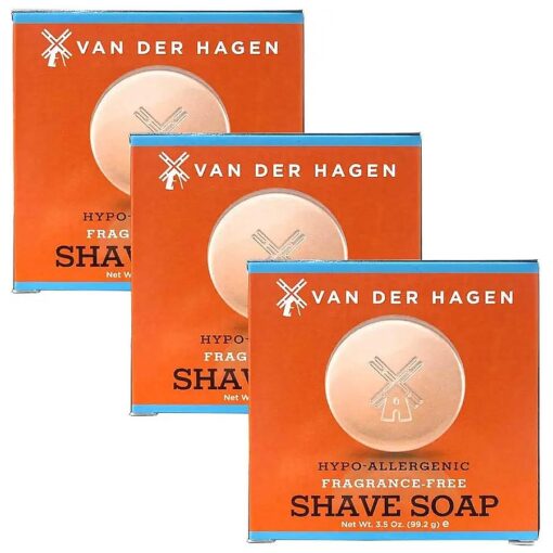 Van Der Hagen Men 's Luxury Fragrance Free Shave Soap ( Pack of 3 )