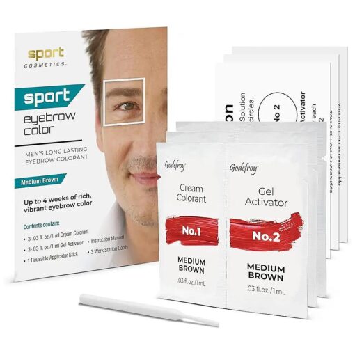 Sport Eyebrow Colorant, Men 's Long Lasting Treatment to Cover Gray Brow Hairs, Medium Brown