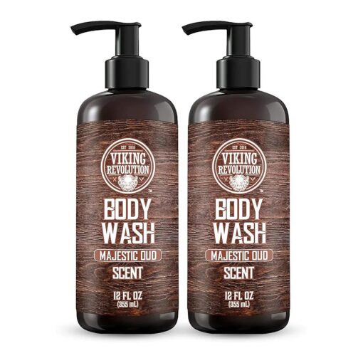 Viking Revolution Men 's Body Wash - Majestic Oud Mens Body Wash - Mens Natural Body Wash for Men with Vitamin E and Rosemary Oil - Shower Gel Body Wash Men ( 12 Fl Oz, Pack of 2 )