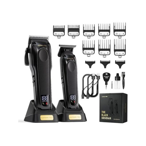 Professional Hair Clippers for Men - High Torque Brushless Motor & DLC Coated Detachable Blade - Cordless Hair Trimmer Set for Barbers with Charging Stand - Premium Gift Hair Clipper Kit