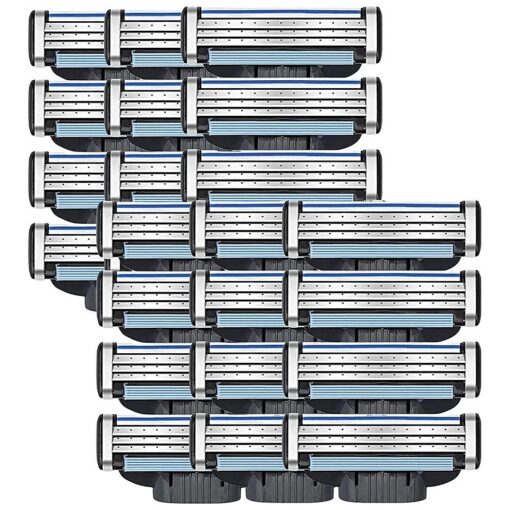 Razor Blades Refills, Razor Blades, Manual Blades Refills, Mens Razor Blade Refills with Dual Lubrication, Stainless Steel Blades for Sensitive Skin