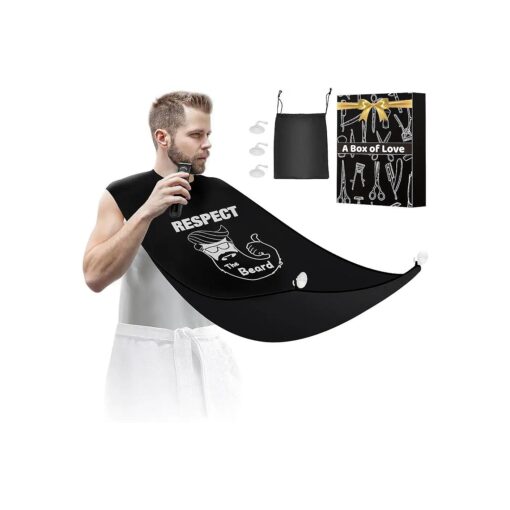 Beard Bib Shaving Apron No Clogging Easy to Clean, Mens Gift Idea Fathers Day for Bearded Husband Dad, Sink Hair Beard Ttrimming Catcher, Fun Cool Christmas Birthday Gifts for Men Adults Boyfriend Him