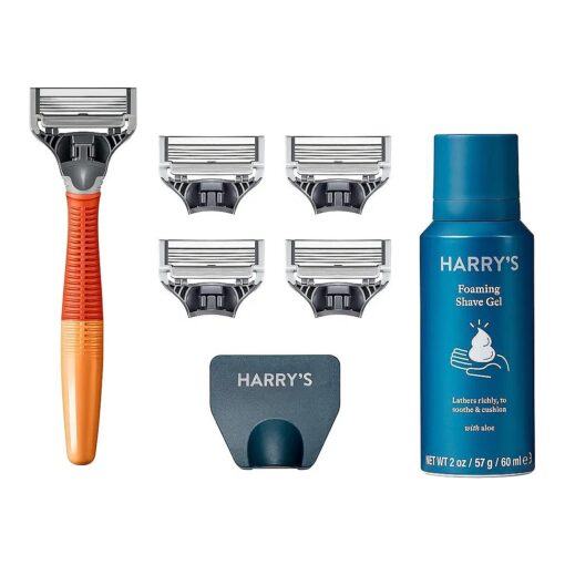 Harry 's Razors for Men - Men 's Razor Set with 5 Razor Blade Refills, Travel Blade Cover, 2 oz Shave Gel ( Ember )