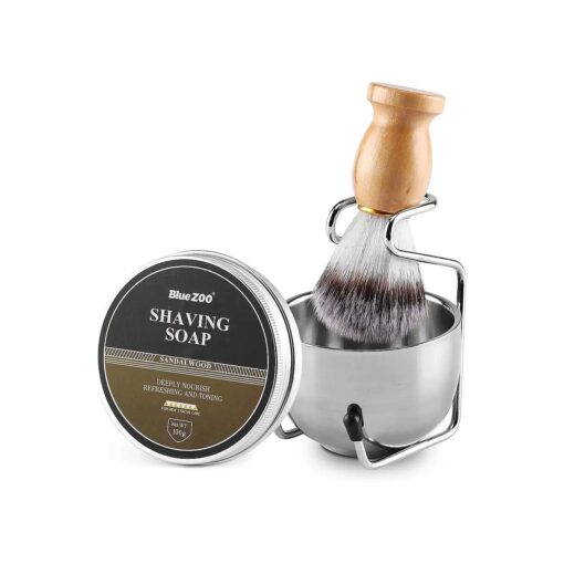 Aethland Mens Shaving Brush Set, Include 100g Shaving Soap, Soft Hair Shaving Brush Stand Stainless Steel with Bowl Kit for Men Gift Set