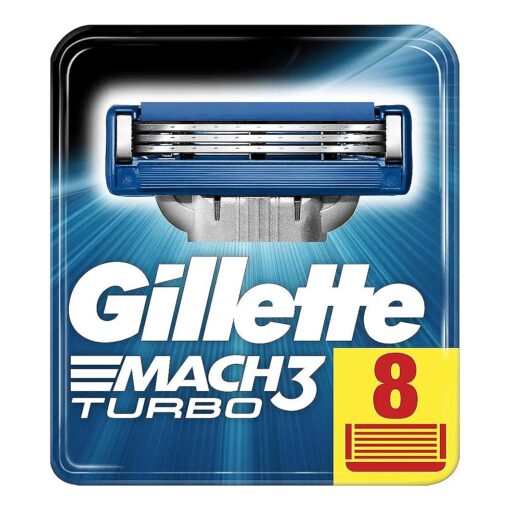 Gillette Mach3 Turbo Razor Blades for Men, Pack of 8