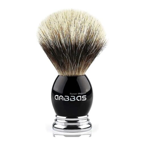 Anbbas Silvertip Badger Shaving Brush, Black Resin & Alloy Handle for Men Wet Shave, Pure Badger Hair, No Hair Shedding, No Terrible Smell