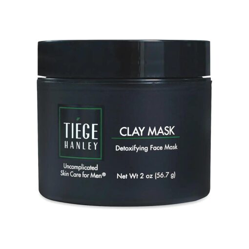 Tiege Hanley Mens Detoxifying Facial Clay Mask, 2 Oz ( 1-Pack ) - Deep Pore Cleansing Charcoal Face Mask with Natural Kaolin Clay Absorbs Excess Oil & Reduces Appearance Pores - Skin Care for Men