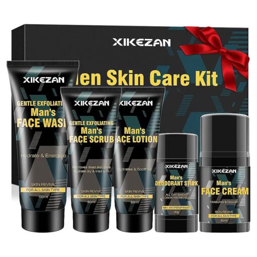 Mens Gifts for Men, Mens Skin Care Kit, Nourishe & Hydrate Skin w/Face Wash, Scrub, Lotion, Cream, Deodorant, Mens Stocking Stuffers for Men, Unique Christmas Gifts for Men Him Dad Husband Boyfriend Teen Boy