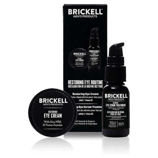 Brickell Men 's Restoring Eye Routine for Men, Eye Serum and Eye Cream for Men, Natural and Organic, Unscented, Men 's Skin Care Gift Set