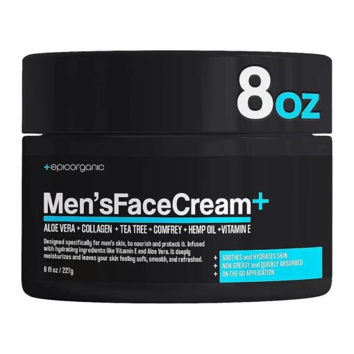 Mens Face Cream | Anti Aging & Hydrating Face Moisturizer | Hyaluronic Acid, Collagen & Vitamin E Cream | Men 's Skin Care | Moisturizer Face Cream | 8oz