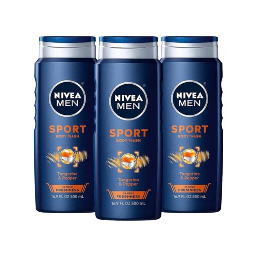 Nivea Men Sport Body Wash with Revitalizing Minerals, 3 Pack of 16.9 Fl Oz Bottles