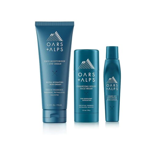 Oars + Alps Men 's Skin Care Kit, Gift Set Includes Face Wash, Eye Roller, and Moisturizer, Vegan and Gluten Free, TSA Approved, 3 Items Total