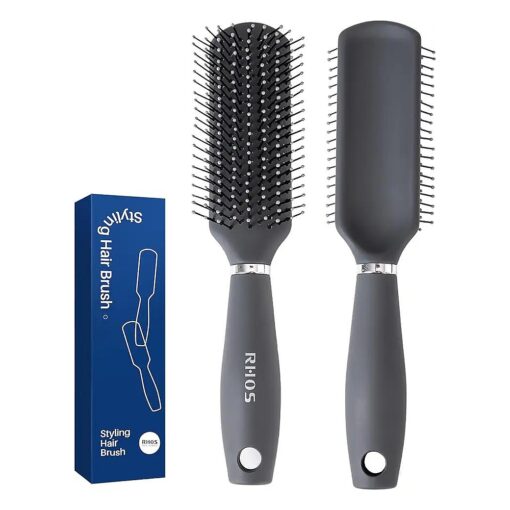 Hair Brush for Men-Detangler Hair Brush for Styling/Massgae-Nylon Bristles Hair Brush for Wet and Dry Hair-Men Styling Brush for Bangs, Thin, Short, Think Hair ( 1 Pack-Gray )