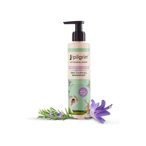 Pilgrim Spanish Rosemary & Biotin Anti Hairfall Shampoo for Reducing Hair Loss & Breakage | strong hairs | Suitable for all hair types | For Men & Women 200ml