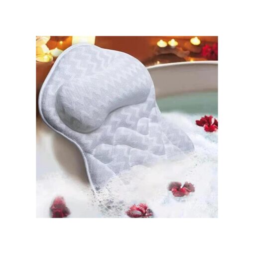 Bath Pillow, Tub Pillow for Bathtub Support Neck, Head and Back with Strong Non-Slip Suction Cups and Comfortabl 3D AirMesh Bath Pillow for Men and Women