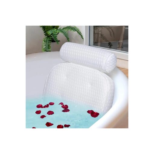 Bath Pillow for Bathtub Support Neck, Head and Back with Non-Slip Suction Cups and Comfortabl 4D AirenMesh Bathtub Pillow for Women & Men