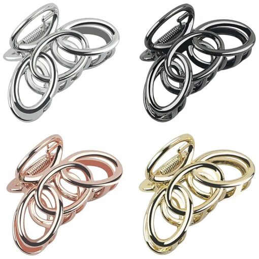 Small Hair Clips Metal Hair Claw Clips for Women Girls, 2 Inch Medium Claw Clips for Thin/Medium Thick Hair, Non Slip Hair Jaw Clips Strong Hair Clamps for Fine Hair ( Black, Silver, Gold, Rose Gold )