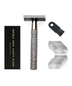 Metal Safety Razor for Men & Women, Double Edge DE Razor, One Single Blade Razor, Eco Friendly Razor for Body & Face, Zero Waste and Plastic Free Reusable Razor with 10 Blades