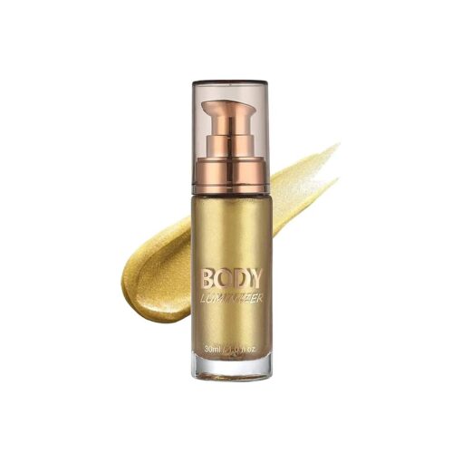 Body Shimmer Oil Highlighter Makeup Shimmer Body Lotion, Body Glow, Body Metallic Gold, Body Makeup Waterproof Shimmer Body Oil for Face & Body - Glistening Bronze