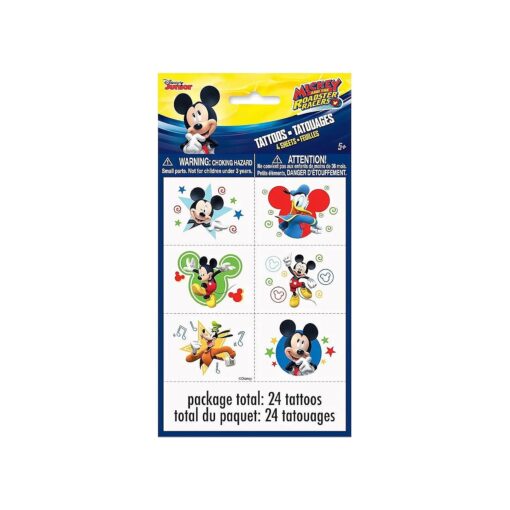 Unique 59865 Disney Mickey Roadster Color Tattoo Sheets, 24ct, One Size, Multicolor