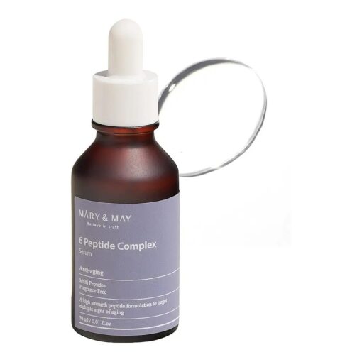 Mary & May 6 Peptide Complex Serum 1.01 fl oz / 30ml | Reduce Fine Lines and Wrinkles, Aging care, Firm skin, Fragrance Free, Korean Skincare, marynmay ...