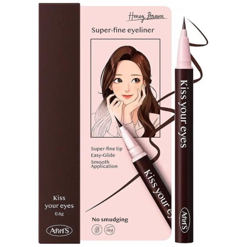 AMTS x True Beauty Edition Waterproof Liquid Brown Eyeliner | Kiss Your Eyes K-Beauty | Micro Thin Tip, All-Day Wear, Sweat-proof, Easy Glide, Fast Drying, Long Lasting, Agyo eyeliner