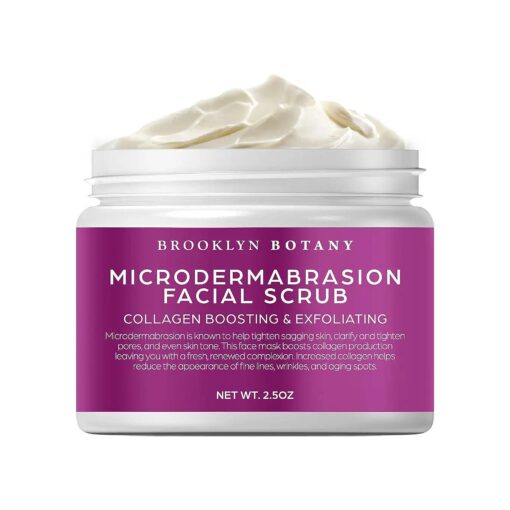 Brooklyn Botany Microdermabrasion Facial Scrub 2.5 oz - Exfoliating Face Scrub for Tightening and Brightening Skin - Face Exfoliator for Acne Scars, Wrinkles, Fine Lines and Aging Spots