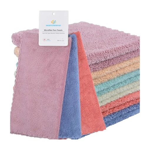 Face Makeup Remover Cloths Wash Towels Facial Cleaning Wipes Reusable Soft for Sensitive Skin Erase Mascara, Eyeliner, Foundation Lipstick 12 inch X 12 inch