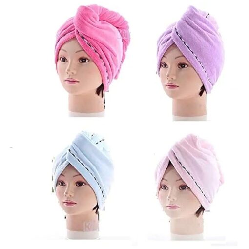 4Packs Microfiber Hair Drying Hair Towel Long Hair Fast Drying Towels Bath Head Wrap Turban Quick Dry Hat Cap ( 4Packs )