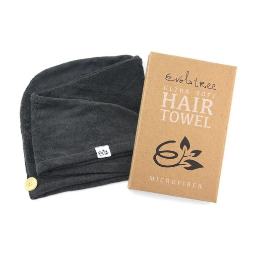 Evolatree Microfiber Hair Towel - Wet Hair Wrap Turbans - Rapid Dry Anti Frizz Curly Hair Products - Quick Drying Cap, Plopping Tshirt Head Wraps for Women - Turban Hair Towels, Gym Salon Bath Shower