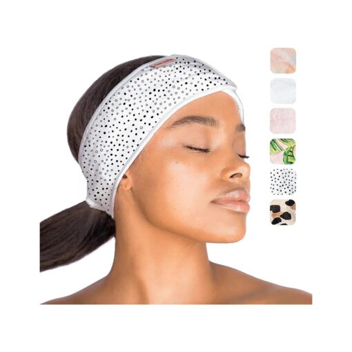 Kitsch Spa Headband - Microfiber Makeup Headband for Washing Face | Multi Functional Skincare Headbands | Facial Headband & Hair Band | Face Wash Headbands for Women Makeup ( Micro Dot )