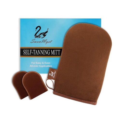 Self Tanning Mitt Applicator, Double Side Microfiber Sunless Tanner Glove for Flawless and Streak-free Tan, 2 Face Tan Mitts Included