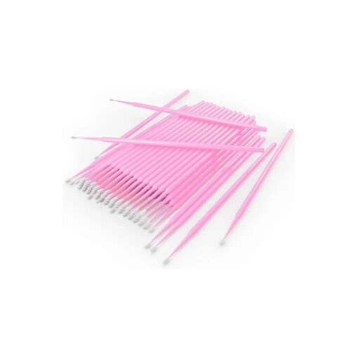 Microswabs for Eyelash Extensions Pack of 500 in Pink - 2mm Soft Micro Applicator Brush with Microfiber Wands - Suitable for Cleaning and Applying Make-up