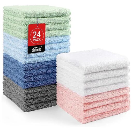 HOMEXCEL Microfiber Washcloths 24 Pack, Highly Absorbent and Soft Face Towel, Multi-Purpose Wash Cloths for Bathroom, Hotel, Spa, Gym, and Kitchen, 12x12 Inch