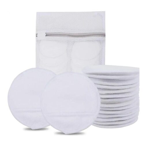 KinHwa Reusable Makeup Remover Pads Microfibre Round Face Pads for Face Eyes Lips Washable Face Cloths for All Skin Types and Toner 14 Pack White With Laundry Bag