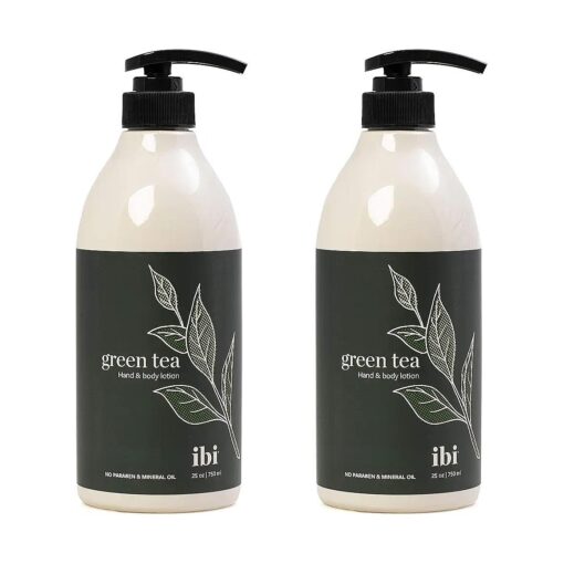 Mineral Oil Free Moisture Hand and Body Lotion For Dry Skin with Green Tea 25.4 fl oz / 750ml, 2 bottle