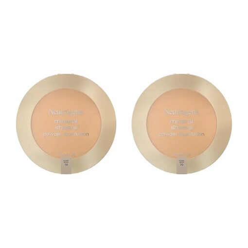 Neutrogena Mineral Sheers Compact Powder Foundation, Lightweight & Oil-Free Mineral Foundation, Fragrance-Free, Honey Beige 70, .34 oz ( Pack of 2 )