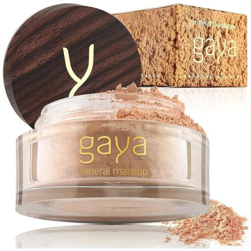 Vegan Mineral Powder Foundation Light to Full Coverage, Natural Foundation for Natural-Looking, Mica Mineral Foundation, Cruelty Free, No Chemicals by Gaya Cosmetics ( MF3 )