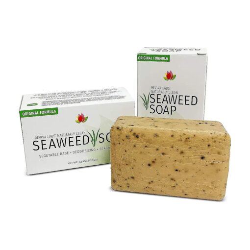 Reviva Seaweed Soap - 2 Pack - Organic Seaweed Face Scrub and Exfoliating Body Scrub Soap Bar - 4.5 oz, Vegetable Base Natural Bar Soap and Seaweed Bath Detox Soap Made in the USA